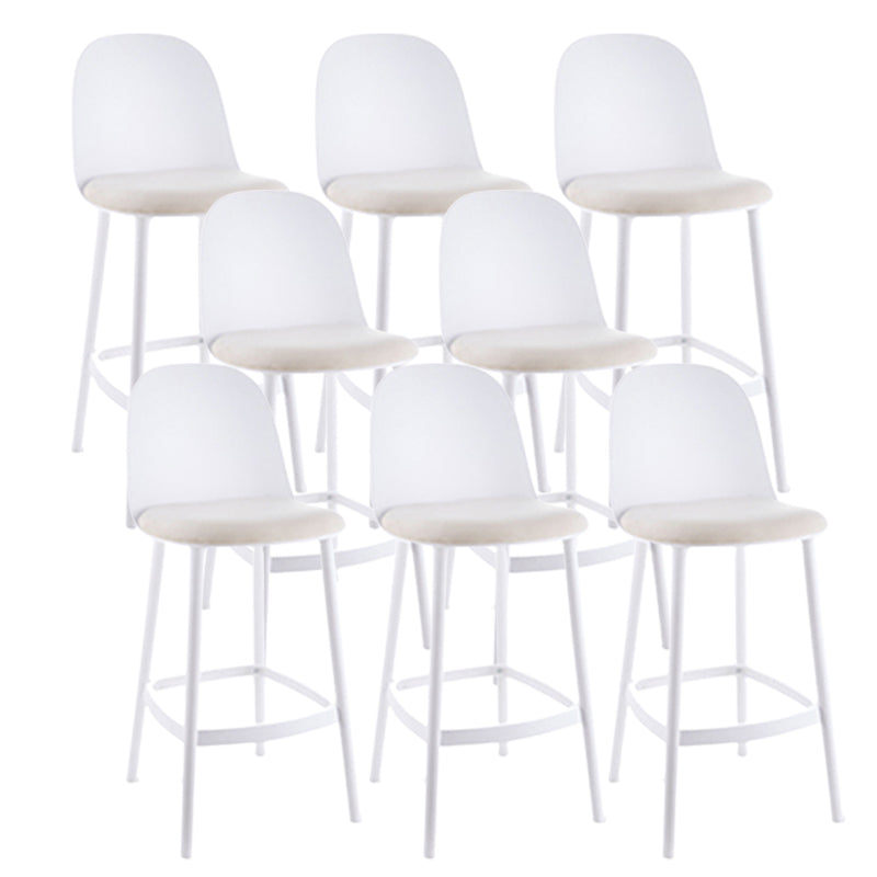Contemporary Low Back Indoor Armless Plastic Bar Stool with Footrest White 8 Piece Set Clearhalo 'Bar Furniture' 'Bar Stools' 'bar_stools' 'furn' 'furn_bar_stools' 'Furniture' 'Kitchen & Dining Furniture' 7619212