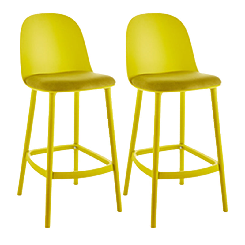 Contemporary Low Back Indoor Armless Plastic Bar Stool with Footrest Yellow 2 Piece Set Clearhalo 'Bar Furniture' 'Bar Stools' 'bar_stools' 'furn' 'furn_bar_stools' 'Furniture' 'Kitchen & Dining Furniture' 7619216