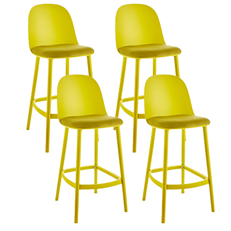 Contemporary Low Back Indoor Armless Plastic Bar Stool with Footrest Yellow 4 Piece Set Clearhalo 'Bar Furniture' 'Bar Stools' 'bar_stools' 'furn' 'furn_bar_stools' 'Furniture' 'Kitchen & Dining Furniture' 7619218