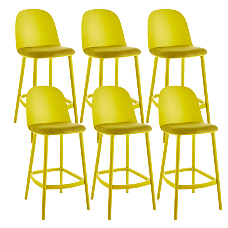 Contemporary Low Back Indoor Armless Plastic Bar Stool with Footrest Yellow 6 Piece Set Clearhalo 'Bar Furniture' 'Bar Stools' 'bar_stools' 'furn' 'furn_bar_stools' 'Furniture' 'Kitchen & Dining Furniture' 7619220