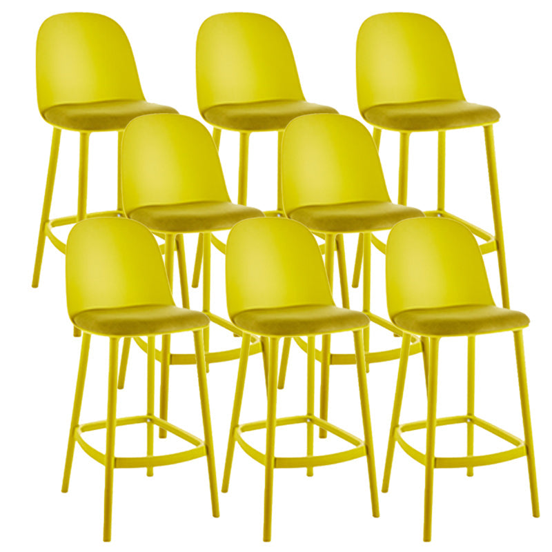 Contemporary Low Back Indoor Armless Plastic Bar Stool with Footrest Yellow 8 Piece Set Clearhalo 'Bar Furniture' 'Bar Stools' 'bar_stools' 'furn' 'furn_bar_stools' 'Furniture' 'Kitchen & Dining Furniture' 7619222