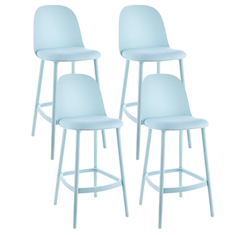Contemporary Low Back Indoor Armless Plastic Bar Stool with Footrest Light Blue 4 Piece Set Clearhalo 'Bar Furniture' 'Bar Stools' 'bar_stools' 'furn' 'furn_bar_stools' 'Furniture' 'Kitchen & Dining Furniture' 7619226