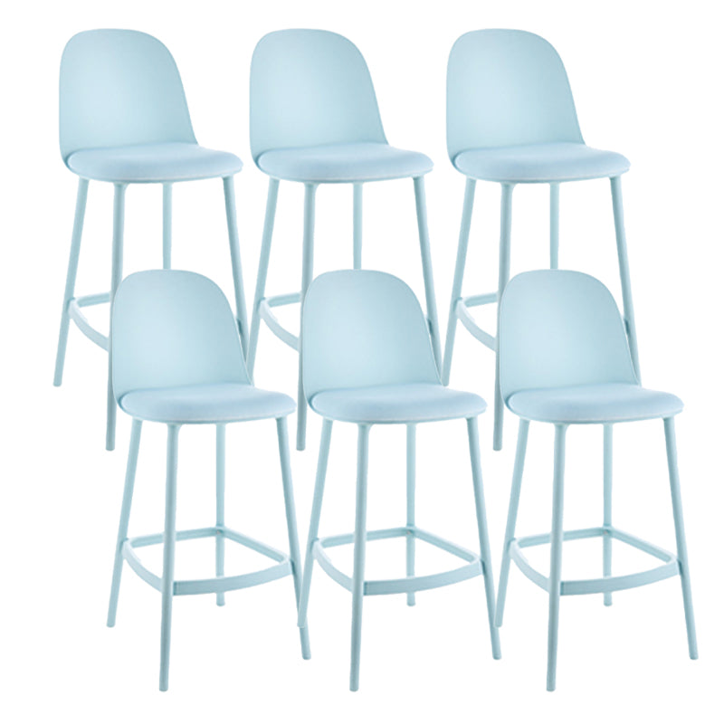 Contemporary Low Back Indoor Armless Plastic Bar Stool with Footrest Light Blue 6 Piece Set Clearhalo 'Bar Furniture' 'Bar Stools' 'bar_stools' 'furn' 'furn_bar_stools' 'Furniture' 'Kitchen & Dining Furniture' 7619227