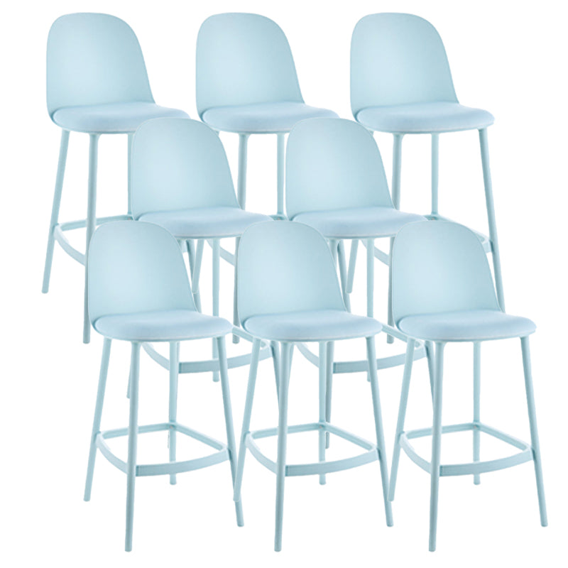 Contemporary Low Back Indoor Armless Plastic Bar Stool with Footrest Light Blue 8 Piece Set Clearhalo 'Bar Furniture' 'Bar Stools' 'bar_stools' 'furn' 'furn_bar_stools' 'Furniture' 'Kitchen & Dining Furniture' 7619228