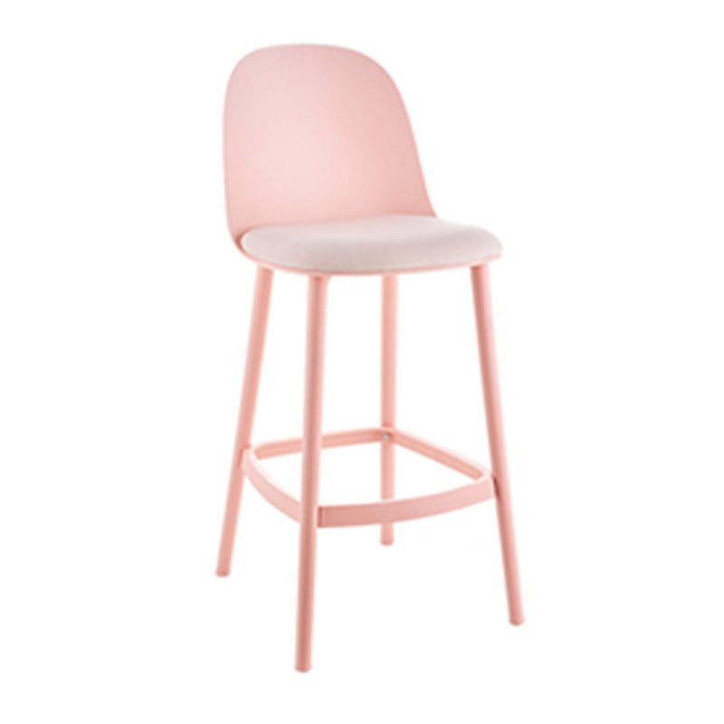 Contemporary Low Back Indoor Armless Plastic Bar Stool with Footrest Pink 1 Piece Clearhalo 'Bar Furniture' 'Bar Stools' 'bar_stools' 'furn' 'furn_bar_stools' 'Furniture' 'Kitchen & Dining Furniture' 7619229