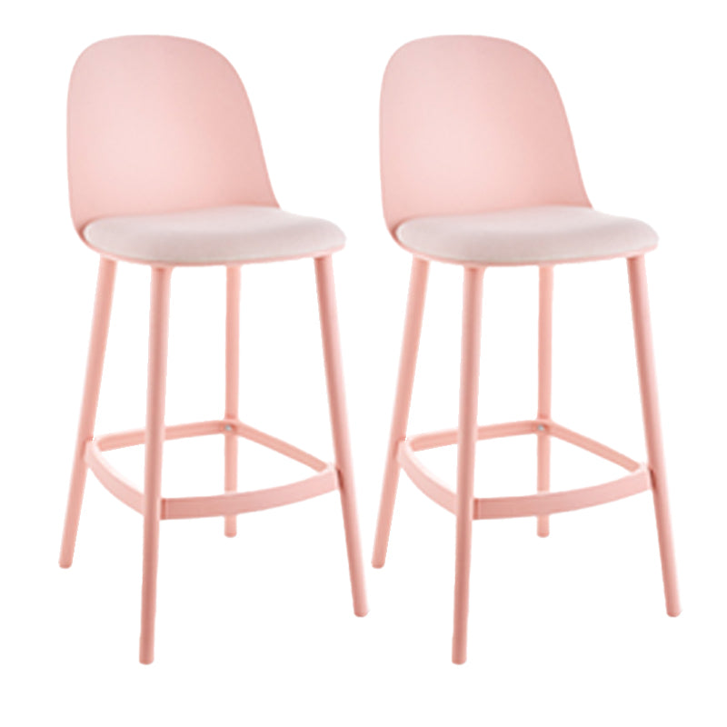 Contemporary Low Back Indoor Armless Plastic Bar Stool with Footrest Pink 2 Piece Set Clearhalo 'Bar Furniture' 'Bar Stools' 'bar_stools' 'furn' 'furn_bar_stools' 'Furniture' 'Kitchen & Dining Furniture' 7619230