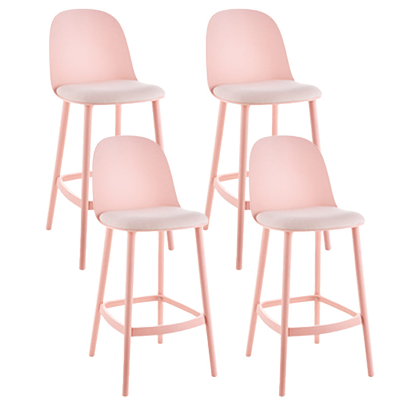 Contemporary Low Back Indoor Armless Plastic Bar Stool with Footrest Pink 4 Piece Set Clearhalo 'Bar Furniture' 'Bar Stools' 'bar_stools' 'furn' 'furn_bar_stools' 'Furniture' 'Kitchen & Dining Furniture' 7619231