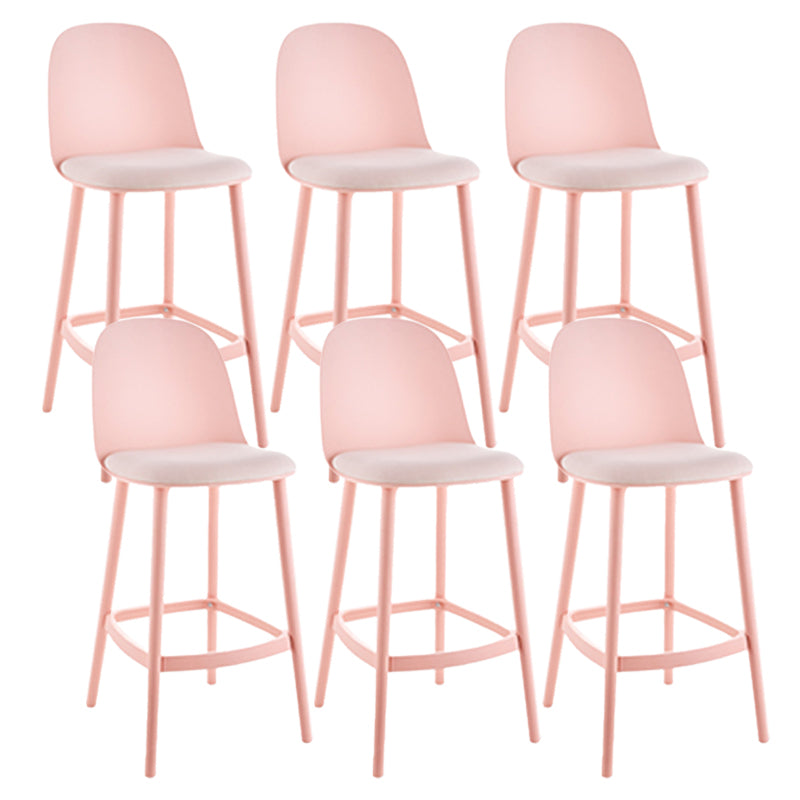 Contemporary Low Back Indoor Armless Plastic Bar Stool with Footrest Pink 6 Piece Set Clearhalo 'Bar Furniture' 'Bar Stools' 'bar_stools' 'furn' 'furn_bar_stools' 'Furniture' 'Kitchen & Dining Furniture' 7619232