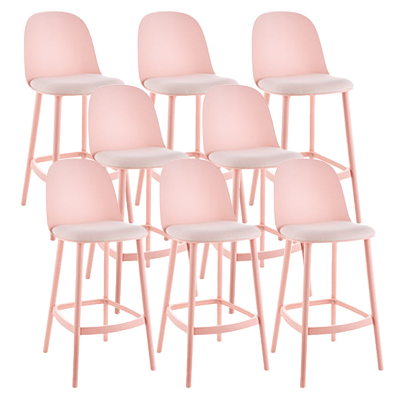 Contemporary Low Back Indoor Armless Plastic Bar Stool with Footrest Pink 8 Piece Set Clearhalo 'Bar Furniture' 'Bar Stools' 'bar_stools' 'furn' 'furn_bar_stools' 'Furniture' 'Kitchen & Dining Furniture' 7619233