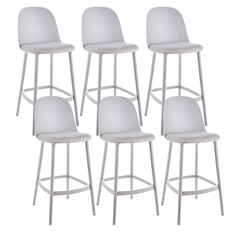 Contemporary Low Back Indoor Armless Plastic Bar Stool with Footrest Grey 6 Piece Set Clearhalo 'Bar Furniture' 'Bar Stools' 'bar_stools' 'furn' 'furn_bar_stools' 'Furniture' 'Kitchen & Dining Furniture' 7619237