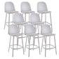 Contemporary Low Back Indoor Armless Plastic Bar Stool with Footrest Grey 8 Piece Set Clearhalo 'Bar Furniture' 'Bar Stools' 'bar_stools' 'furn' 'furn_bar_stools' 'Furniture' 'Kitchen & Dining Furniture' 7619238