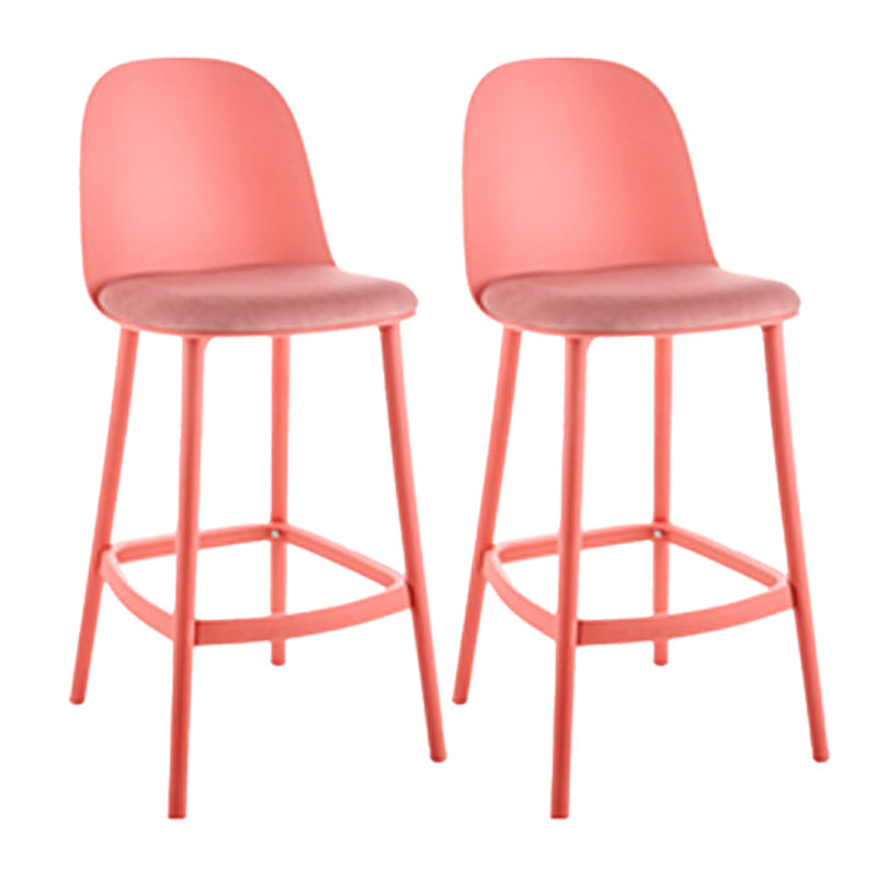 Contemporary Low Back Indoor Armless Plastic Bar Stool with Footrest Red 2 Piece Set Clearhalo 'Bar Furniture' 'Bar Stools' 'bar_stools' 'furn' 'furn_bar_stools' 'Furniture' 'Kitchen & Dining Furniture' 7619240