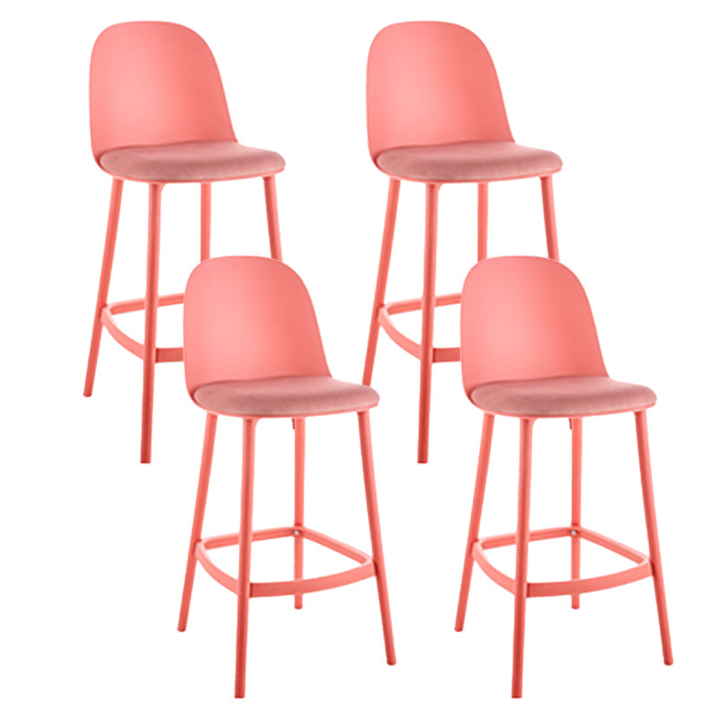 Contemporary Low Back Indoor Armless Plastic Bar Stool with Footrest Red 4 Piece Set Clearhalo 'Bar Furniture' 'Bar Stools' 'bar_stools' 'furn' 'furn_bar_stools' 'Furniture' 'Kitchen & Dining Furniture' 7619241