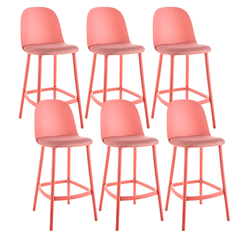 Contemporary Low Back Indoor Armless Plastic Bar Stool with Footrest Red 6 Piece Set Clearhalo 'Bar Furniture' 'Bar Stools' 'bar_stools' 'furn' 'furn_bar_stools' 'Furniture' 'Kitchen & Dining Furniture' 7619242