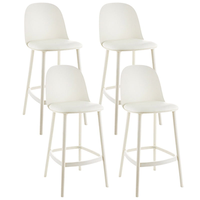 Contemporary Low Back Indoor Armless Plastic Bar Stool with Footrest Beige 4 Piece Set Clearhalo 'Bar Furniture' 'Bar Stools' 'bar_stools' 'furn' 'furn_bar_stools' 'Furniture' 'Kitchen & Dining Furniture' 7619246