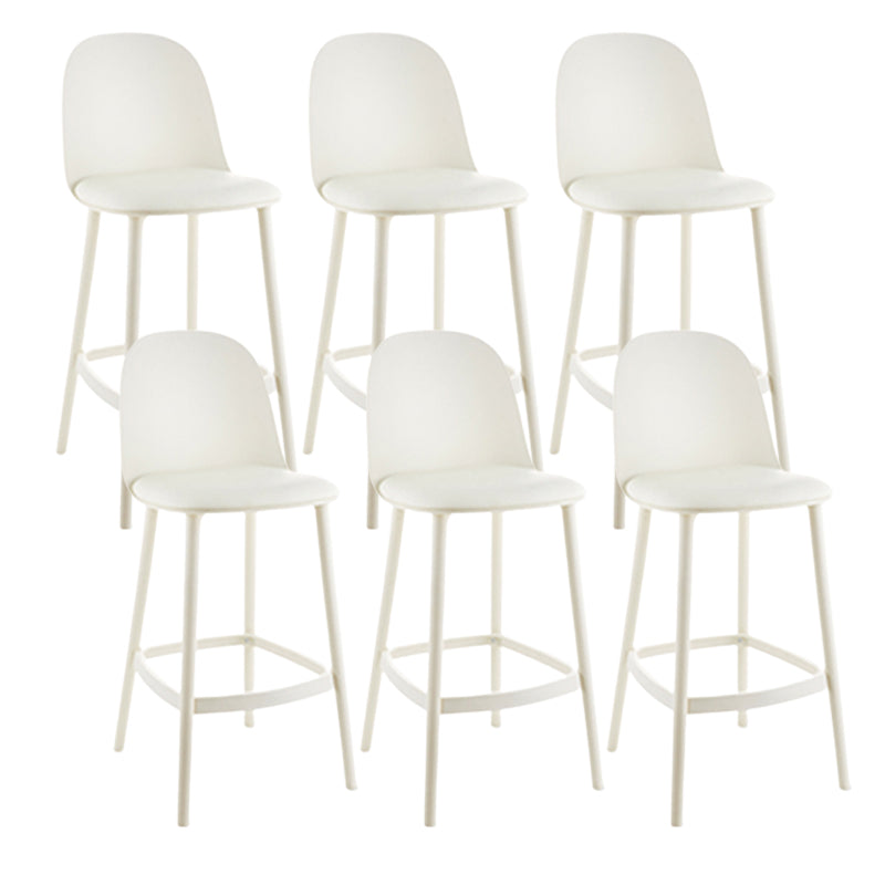 Contemporary Low Back Indoor Armless Plastic Bar Stool with Footrest Beige 6 Piece Set Clearhalo 'Bar Furniture' 'Bar Stools' 'bar_stools' 'furn' 'furn_bar_stools' 'Furniture' 'Kitchen & Dining Furniture' 7619247