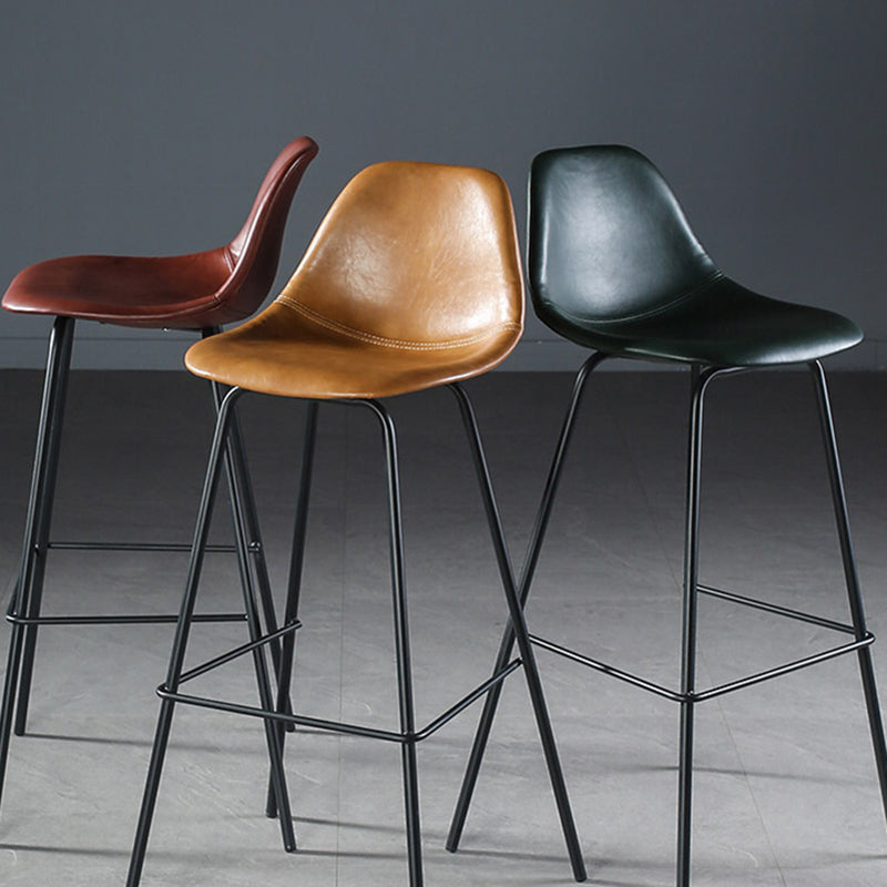 Modern Faux Leather Low Back Bucket Bar Stools with Metal Base Clearhalo 'Bar Furniture' 'Bar Stools' 'bar_stools' 'furn' 'furn_bar_stools' 'Furniture' 'Kitchen & Dining Furniture' 7619250
