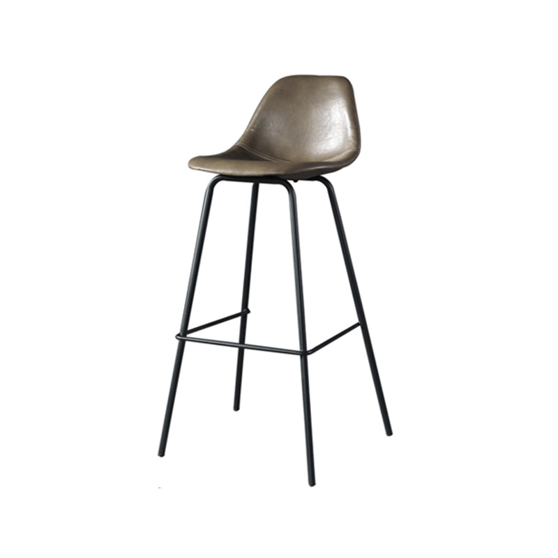 Modern Faux Leather Low Back Bucket Bar Stools with Metal Base Khaki 1 Piece Counter Stool(26"H) Clearhalo 'Bar Furniture' 'Bar Stools' 'bar_stools' 'furn' 'furn_bar_stools' 'Furniture' 'Kitchen & Dining Furniture' 7619251