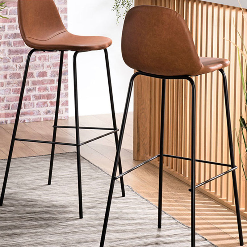Modern Faux Leather Low Back Bucket Bar Stools with Metal Base Clearhalo 'Bar Furniture' 'Bar Stools' 'bar_stools' 'furn' 'furn_bar_stools' 'Furniture' 'Kitchen & Dining Furniture' 7619252