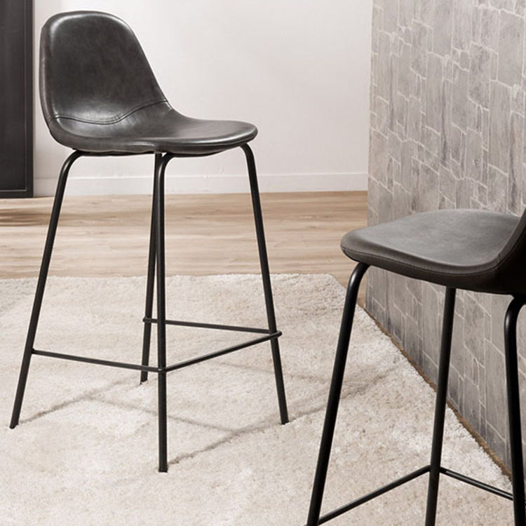 Modern Faux Leather Low Back Bucket Bar Stools with Metal Base Clearhalo 'Bar Furniture' 'Bar Stools' 'bar_stools' 'furn' 'furn_bar_stools' 'Furniture' 'Kitchen & Dining Furniture' 7619254