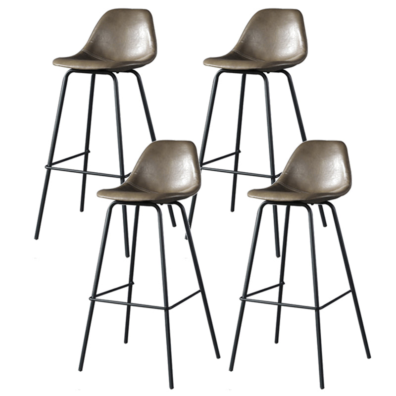 Modern Faux Leather Low Back Bucket Bar Stools with Metal Base Khaki 4 Piece Set Counter Stool(26"H) Clearhalo 'Bar Furniture' 'Bar Stools' 'bar_stools' 'furn' 'furn_bar_stools' 'Furniture' 'Kitchen & Dining Furniture' 7619255