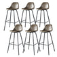 Modern Faux Leather Low Back Bucket Bar Stools with Metal Base Khaki 6 Piece Set Counter Stool(26"H) Clearhalo 'Bar Furniture' 'Bar Stools' 'bar_stools' 'furn' 'furn_bar_stools' 'Furniture' 'Kitchen & Dining Furniture' 7619256