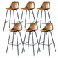 Modern Faux Leather Low Back Bucket Bar Stools with Metal Base Brown 6 Piece Set Counter Stool(26"H) Clearhalo 'Bar Furniture' 'Bar Stools' 'bar_stools' 'furn' 'furn_bar_stools' 'Furniture' 'Kitchen & Dining Furniture' 7619267
