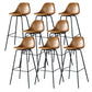 Modern Faux Leather Low Back Bucket Bar Stools with Metal Base Brown 8 Piece Set Counter Stool(26"H) Clearhalo 'Bar Furniture' 'Bar Stools' 'bar_stools' 'furn' 'furn_bar_stools' 'Furniture' 'Kitchen & Dining Furniture' 7619268