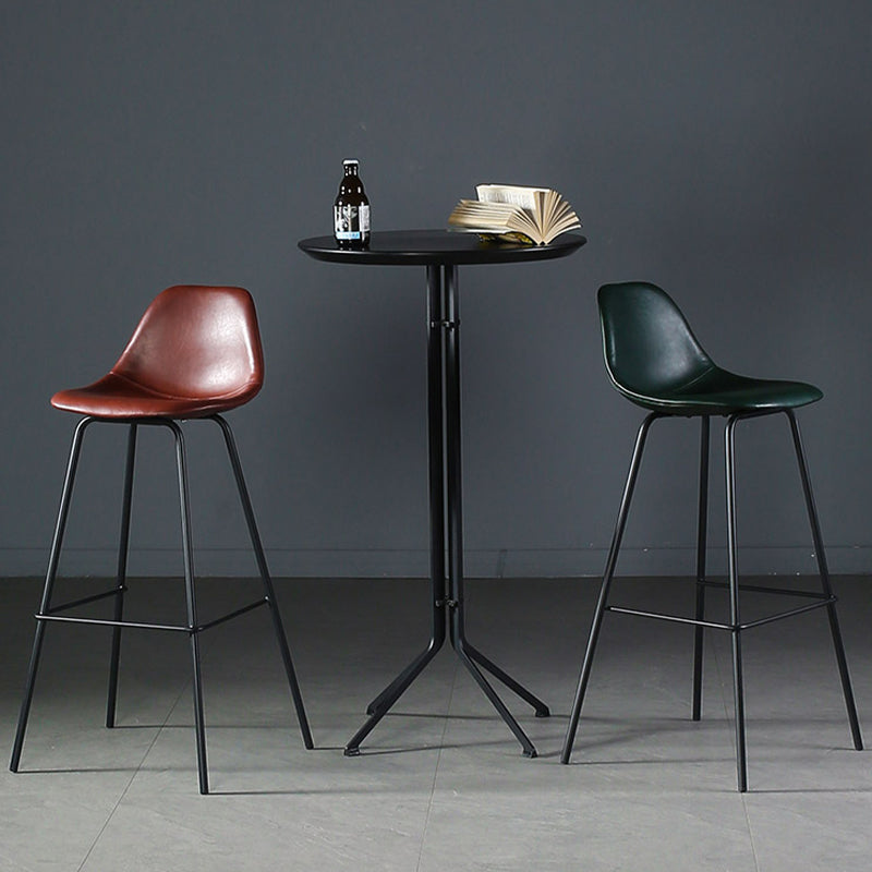 Modern Faux Leather Low Back Bucket Bar Stools with Metal Base Clearhalo 'Bar Furniture' 'Bar Stools' 'bar_stools' 'furn' 'furn_bar_stools' 'Furniture' 'Kitchen & Dining Furniture' 7619269