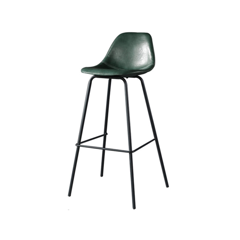 Modern Faux Leather Low Back Bucket Bar Stools with Metal Base Atrovirens 1 Piece Counter Stool(26"H) Clearhalo 'Bar Furniture' 'Bar Stools' 'bar_stools' 'furn' 'furn_bar_stools' 'Furniture' 'Kitchen & Dining Furniture' 7619270