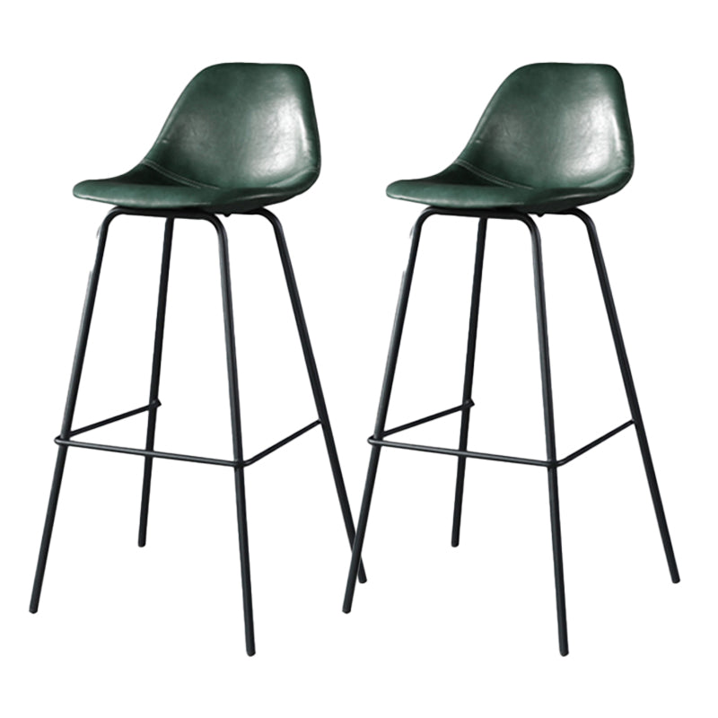Modern Faux Leather Low Back Bucket Bar Stools with Metal Base Atrovirens 2 Piece Set Counter Stool(26"H) Clearhalo 'Bar Furniture' 'Bar Stools' 'bar_stools' 'furn' 'furn_bar_stools' 'Furniture' 'Kitchen & Dining Furniture' 7619271