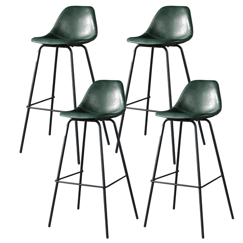 Modern Faux Leather Low Back Bucket Bar Stools with Metal Base Atrovirens 4 Piece Set Counter Stool(26"H) Clearhalo 'Bar Furniture' 'Bar Stools' 'bar_stools' 'furn' 'furn_bar_stools' 'Furniture' 'Kitchen & Dining Furniture' 7619272