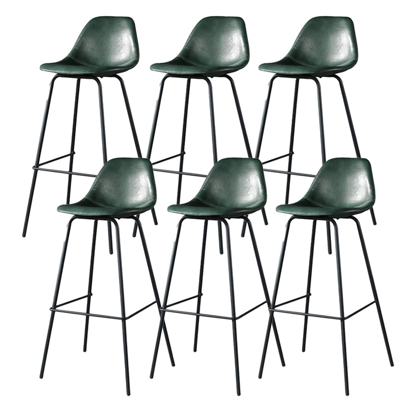 Modern Faux Leather Low Back Bucket Bar Stools with Metal Base Atrovirens 6 Piece Set Counter Stool(26"H) Clearhalo 'Bar Furniture' 'Bar Stools' 'bar_stools' 'furn' 'furn_bar_stools' 'Furniture' 'Kitchen & Dining Furniture' 7619273