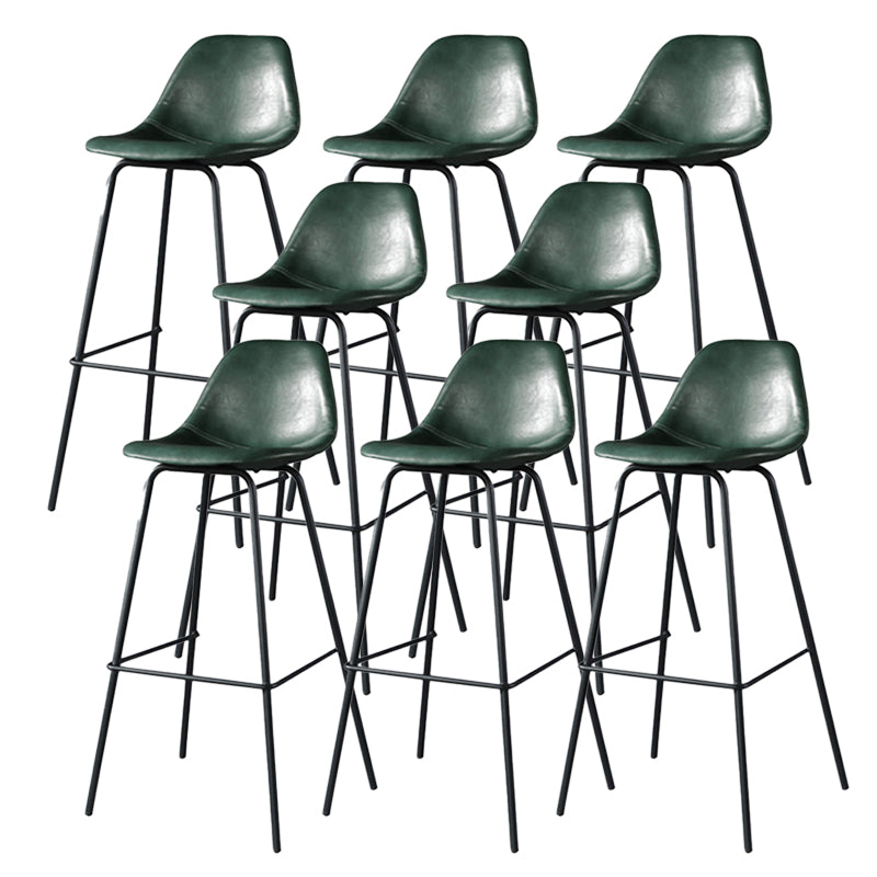 Modern Faux Leather Low Back Bucket Bar Stools with Metal Base Atrovirens 8 Piece Set Counter Stool(26"H) Clearhalo 'Bar Furniture' 'Bar Stools' 'bar_stools' 'furn' 'furn_bar_stools' 'Furniture' 'Kitchen & Dining Furniture' 7619274