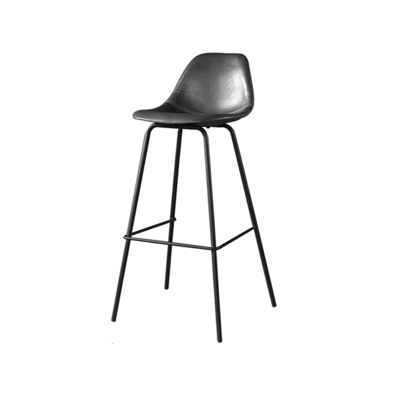 Modern Faux Leather Low Back Bucket Bar Stools with Metal Base Dark Gray 1 Piece Counter Stool(26"H) Clearhalo 'Bar Furniture' 'Bar Stools' 'bar_stools' 'furn' 'furn_bar_stools' 'Furniture' 'Kitchen & Dining Furniture' 7619280