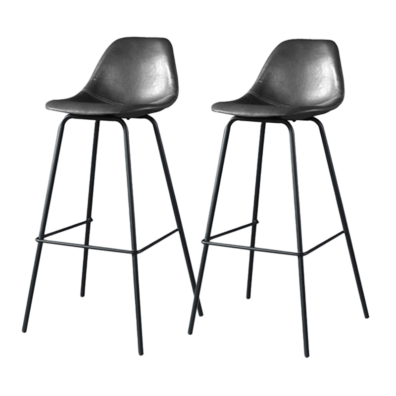 Modern Faux Leather Low Back Bucket Bar Stools with Metal Base Dark Gray 2 Piece Set Counter Stool(26"H) Clearhalo 'Bar Furniture' 'Bar Stools' 'bar_stools' 'furn' 'furn_bar_stools' 'Furniture' 'Kitchen & Dining Furniture' 7619281