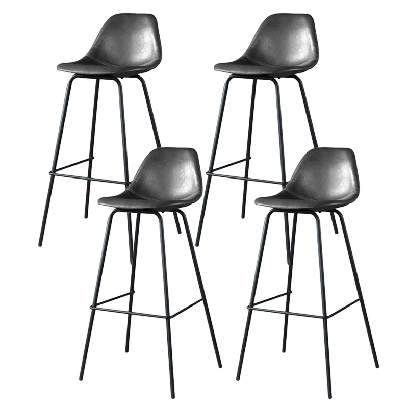 Modern Faux Leather Low Back Bucket Bar Stools with Metal Base Dark Gray 4 Piece Set Counter Stool(26"H) Clearhalo 'Bar Furniture' 'Bar Stools' 'bar_stools' 'furn' 'furn_bar_stools' 'Furniture' 'Kitchen & Dining Furniture' 7619282