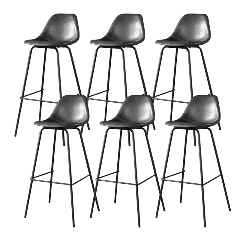 Modern Faux Leather Low Back Bucket Bar Stools with Metal Base Dark Gray 6 Piece Set Counter Stool(26"H) Clearhalo 'Bar Furniture' 'Bar Stools' 'bar_stools' 'furn' 'furn_bar_stools' 'Furniture' 'Kitchen & Dining Furniture' 7619283