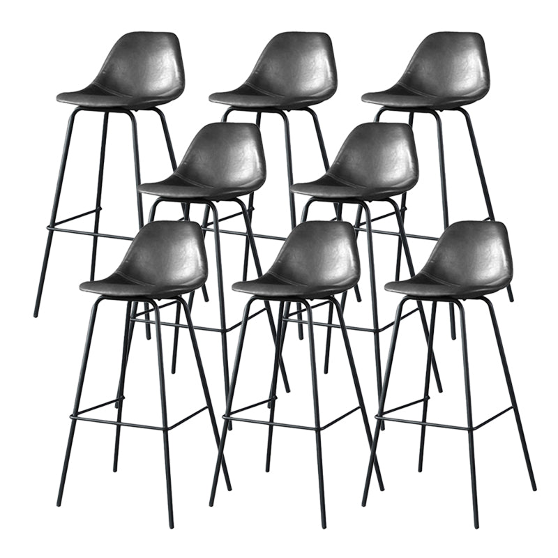 Modern Faux Leather Low Back Bucket Bar Stools with Metal Base Dark Gray 8 Piece Set Counter Stool(26"H) Clearhalo 'Bar Furniture' 'Bar Stools' 'bar_stools' 'furn' 'furn_bar_stools' 'Furniture' 'Kitchen & Dining Furniture' 7619284