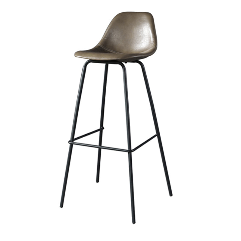 Modern Faux Leather Low Back Bucket Bar Stools with Metal Base Khaki 1 Piece Bar Stool(30"H) Clearhalo 'Bar Furniture' 'Bar Stools' 'bar_stools' 'furn' 'furn_bar_stools' 'Furniture' 'Kitchen & Dining Furniture' 7619285