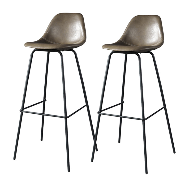 Modern Faux Leather Low Back Bucket Bar Stools with Metal Base Khaki 2 Piece Set Bar Stool(30"H) Clearhalo 'Bar Furniture' 'Bar Stools' 'bar_stools' 'furn' 'furn_bar_stools' 'Furniture' 'Kitchen & Dining Furniture' 7619286