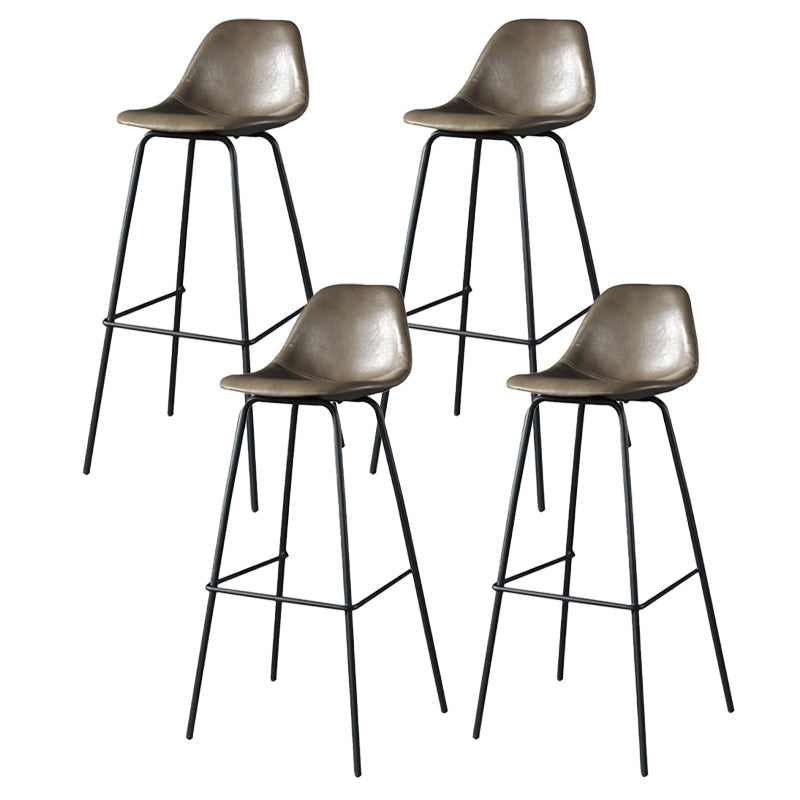 Modern Faux Leather Low Back Bucket Bar Stools with Metal Base Khaki 4 Piece Set Bar Stool(30"H) Clearhalo 'Bar Furniture' 'Bar Stools' 'bar_stools' 'furn' 'furn_bar_stools' 'Furniture' 'Kitchen & Dining Furniture' 7619287