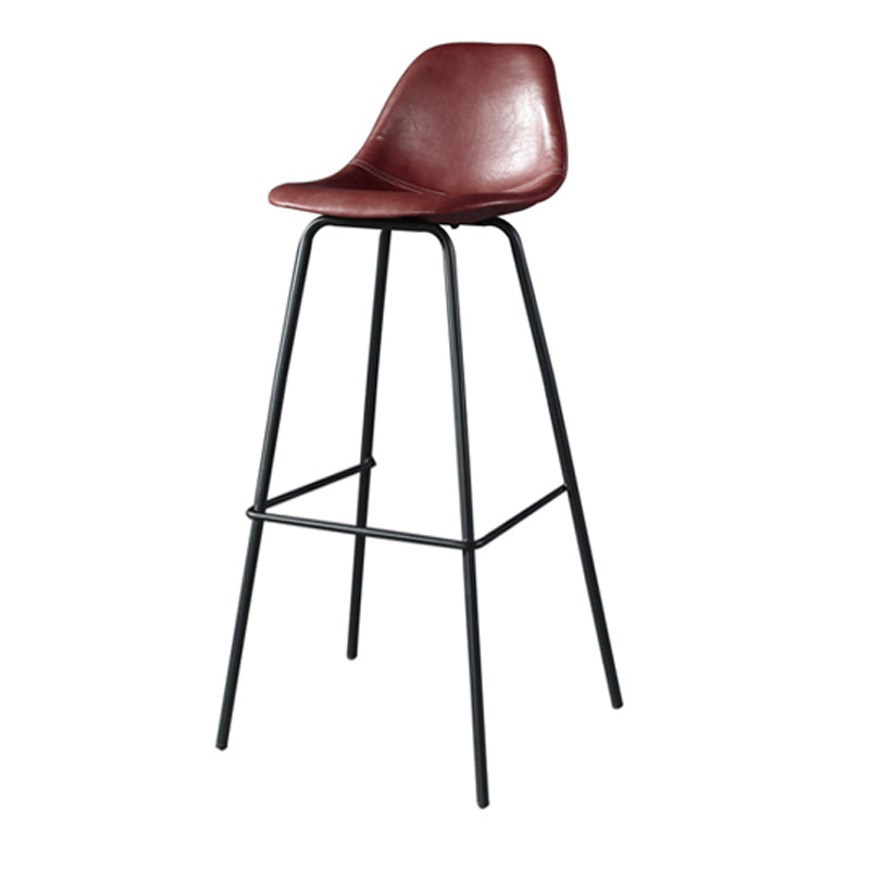 Modern Faux Leather Low Back Bucket Bar Stools with Metal Base Red 1 Piece Bar Stool(30"H) Clearhalo 'Bar Furniture' 'Bar Stools' 'bar_stools' 'furn' 'furn_bar_stools' 'Furniture' 'Kitchen & Dining Furniture' 7619290