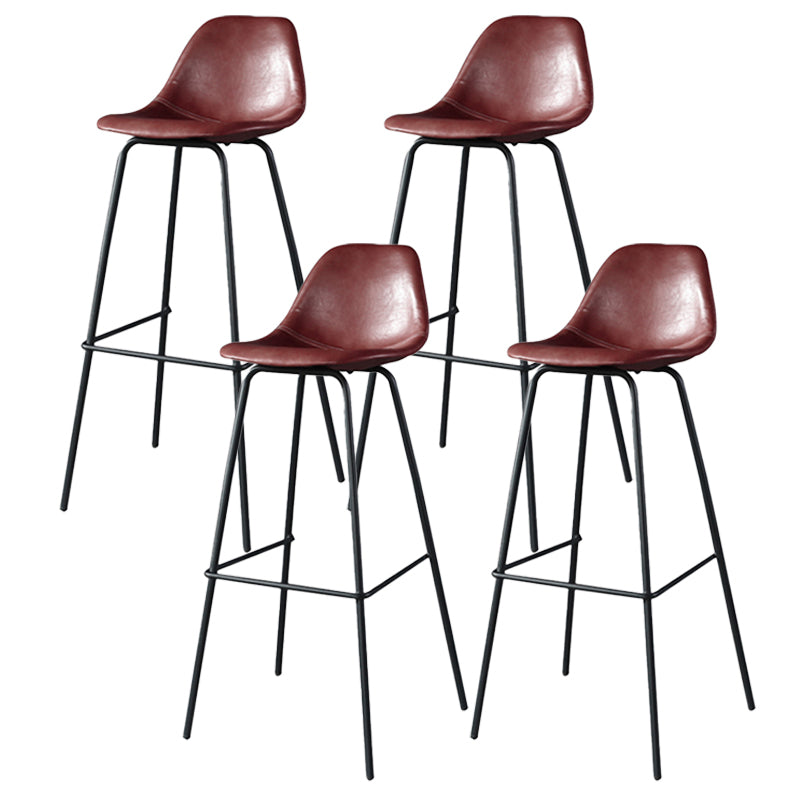 Modern Faux Leather Low Back Bucket Bar Stools with Metal Base Red 4 Piece Set Bar Stool(30"H) Clearhalo 'Bar Furniture' 'Bar Stools' 'bar_stools' 'furn' 'furn_bar_stools' 'Furniture' 'Kitchen & Dining Furniture' 7619292
