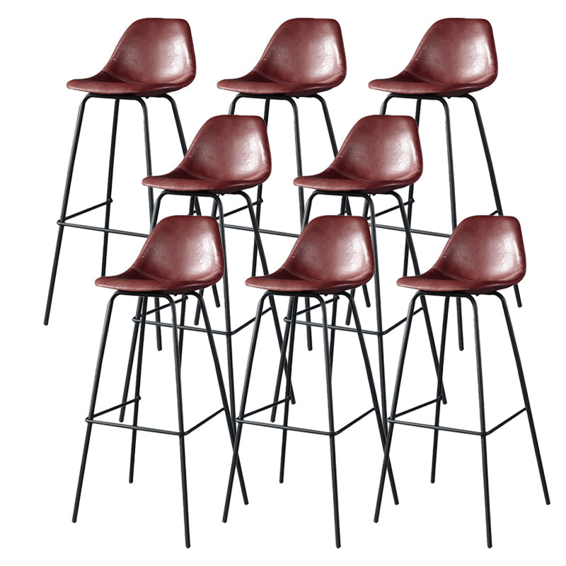 Modern Faux Leather Low Back Bucket Bar Stools with Metal Base Red 8 Piece Set Bar Stool(30"H) Clearhalo 'Bar Furniture' 'Bar Stools' 'bar_stools' 'furn' 'furn_bar_stools' 'Furniture' 'Kitchen & Dining Furniture' 7619294