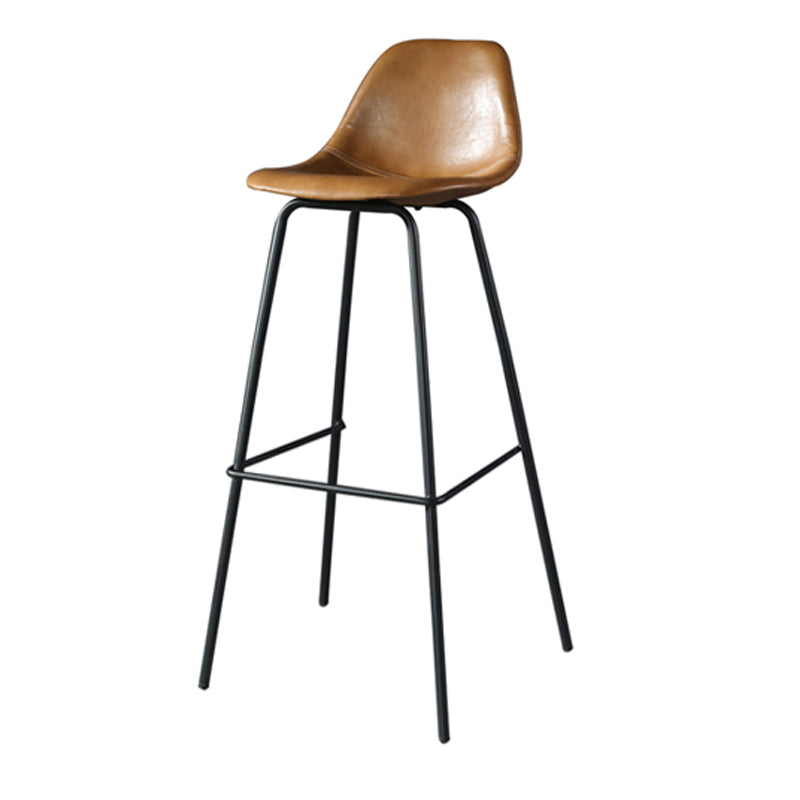 Modern Faux Leather Low Back Bucket Bar Stools with Metal Base Brown 1 Piece Bar Stool(30"H) Clearhalo 'Bar Furniture' 'Bar Stools' 'bar_stools' 'furn' 'furn_bar_stools' 'Furniture' 'Kitchen & Dining Furniture' 7619295