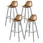 Modern Faux Leather Low Back Bucket Bar Stools with Metal Base Brown 4 Piece Set Bar Stool(30"H) Clearhalo 'Bar Furniture' 'Bar Stools' 'bar_stools' 'furn' 'furn_bar_stools' 'Furniture' 'Kitchen & Dining Furniture' 7619297