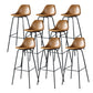 Modern Faux Leather Low Back Bucket Bar Stools with Metal Base Brown 8 Piece Set Bar Stool(30"H) Clearhalo 'Bar Furniture' 'Bar Stools' 'bar_stools' 'furn' 'furn_bar_stools' 'Furniture' 'Kitchen & Dining Furniture' 7619299