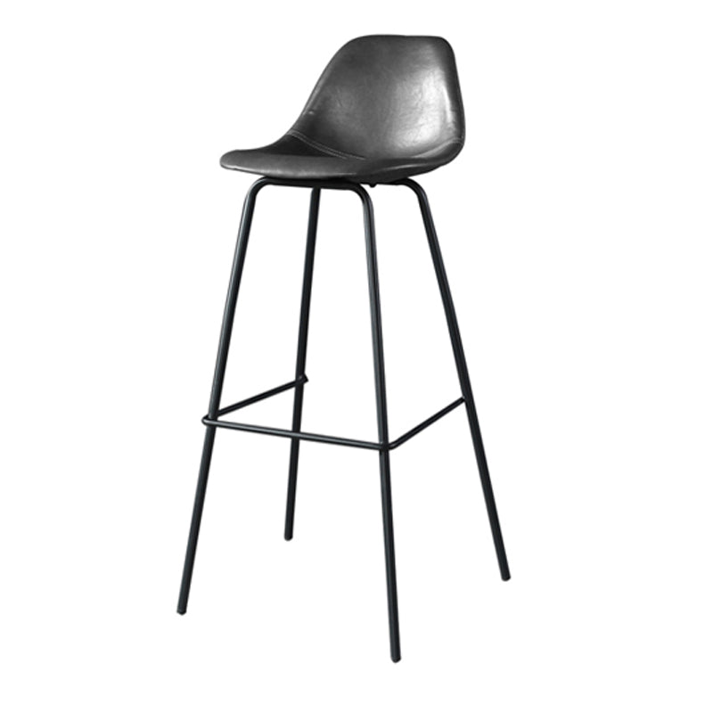 Modern Faux Leather Low Back Bucket Bar Stools with Metal Base Dark Gray 1 Piece Bar Stool(30"H) Clearhalo 'Bar Furniture' 'Bar Stools' 'bar_stools' 'furn' 'furn_bar_stools' 'Furniture' 'Kitchen & Dining Furniture' 7619300