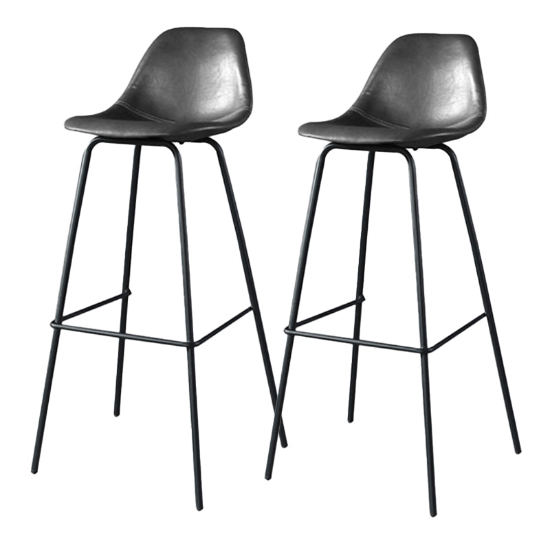 Modern Faux Leather Low Back Bucket Bar Stools with Metal Base Dark Gray 2 Piece Set Bar Stool(30"H) Clearhalo 'Bar Furniture' 'Bar Stools' 'bar_stools' 'furn' 'furn_bar_stools' 'Furniture' 'Kitchen & Dining Furniture' 7619301